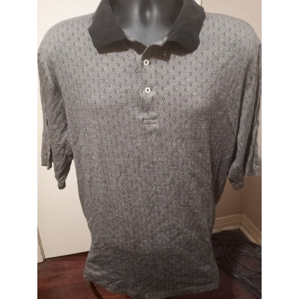 Polo Golf Ralph Lauren Mens XL Short Sleeve Polo Shirt Cotton Gray Geometric